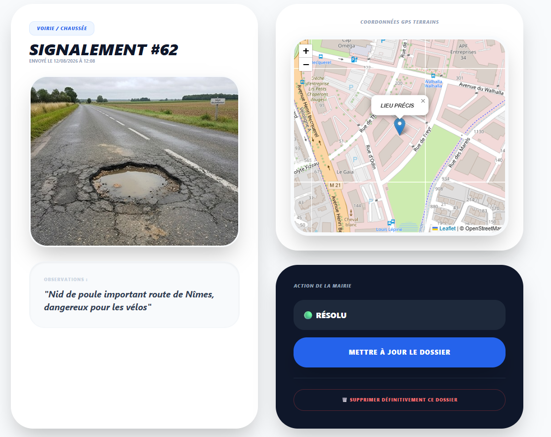 Fiche détaillée d'un signalement